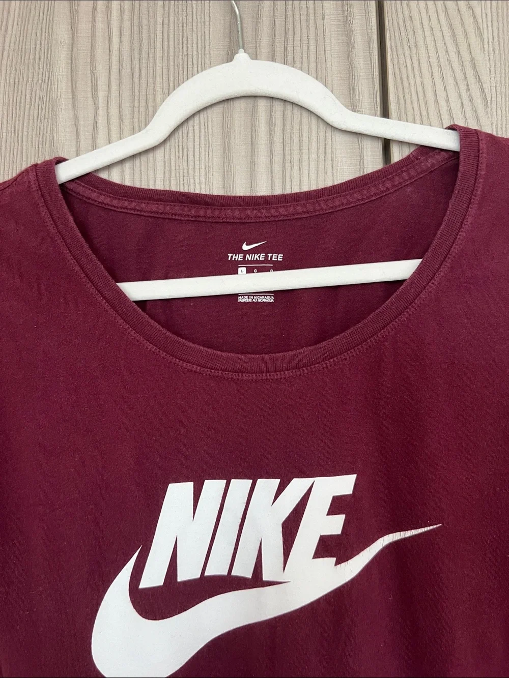 Nike Women's Burgundy Short Sleeve Tee with White Logo